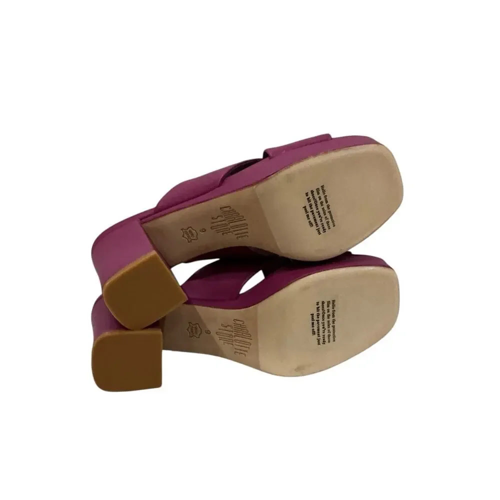 Charlotte Stone Sylvia Platform Mules Grape Purple Leather Heels Size 9 - Picture 9 of 10